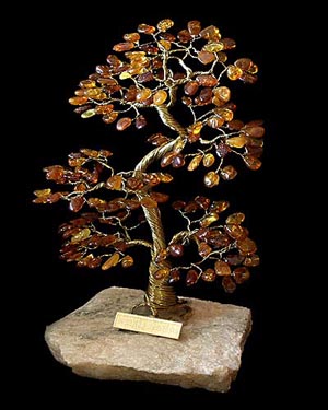 Arbre du bonheur 12 cm - bijou ambre et argent